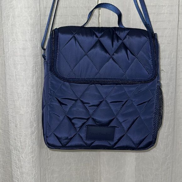 Vera BradleyโUltralight Scroll Navy Quilted Crossbody Lunch Bag - Picture 13 of 16